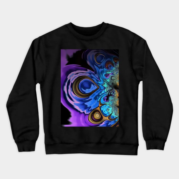 Blue and Gold Abstract Crewneck Sweatshirt by Mistywisp